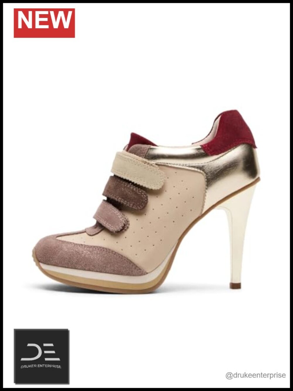 Suede High Heel Sneakers Women's Stiletto Platform Hook & Loop Fashion Sneaker